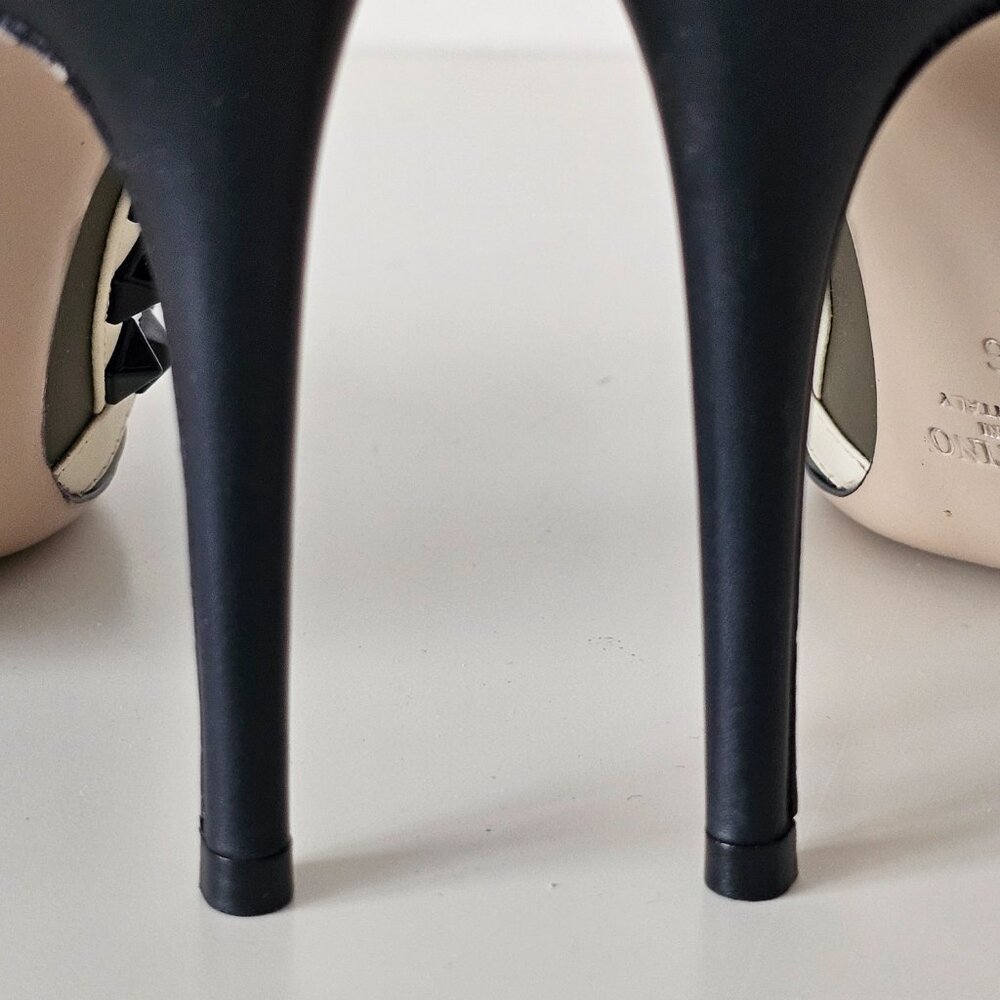 AUTH VALENTINO GARAVANI Rockstud Taupe Green Ankle Strap Shoe Heels 36/6, 100mm - Picture 15 of 15